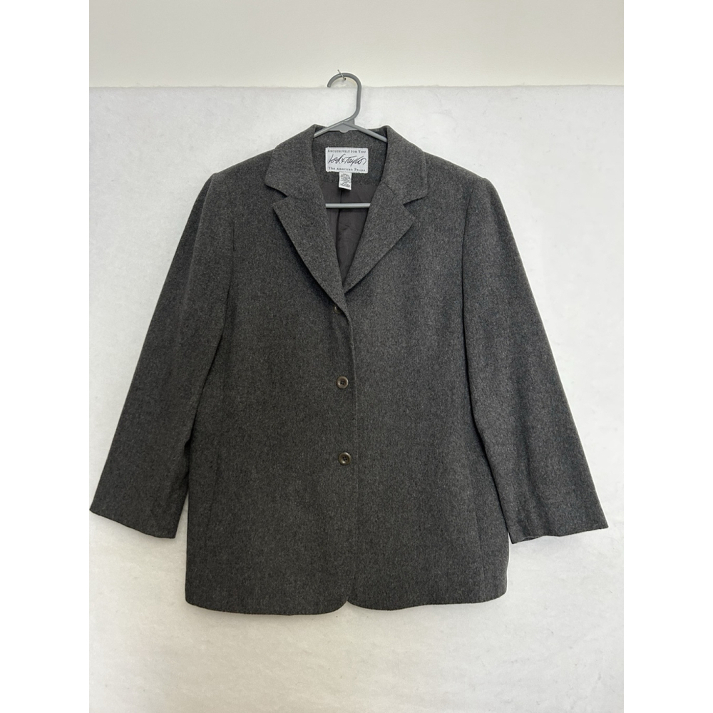 Lord & Taylor 14P Wool Soft Cashmere Button Up Blazer Structured Office Polished